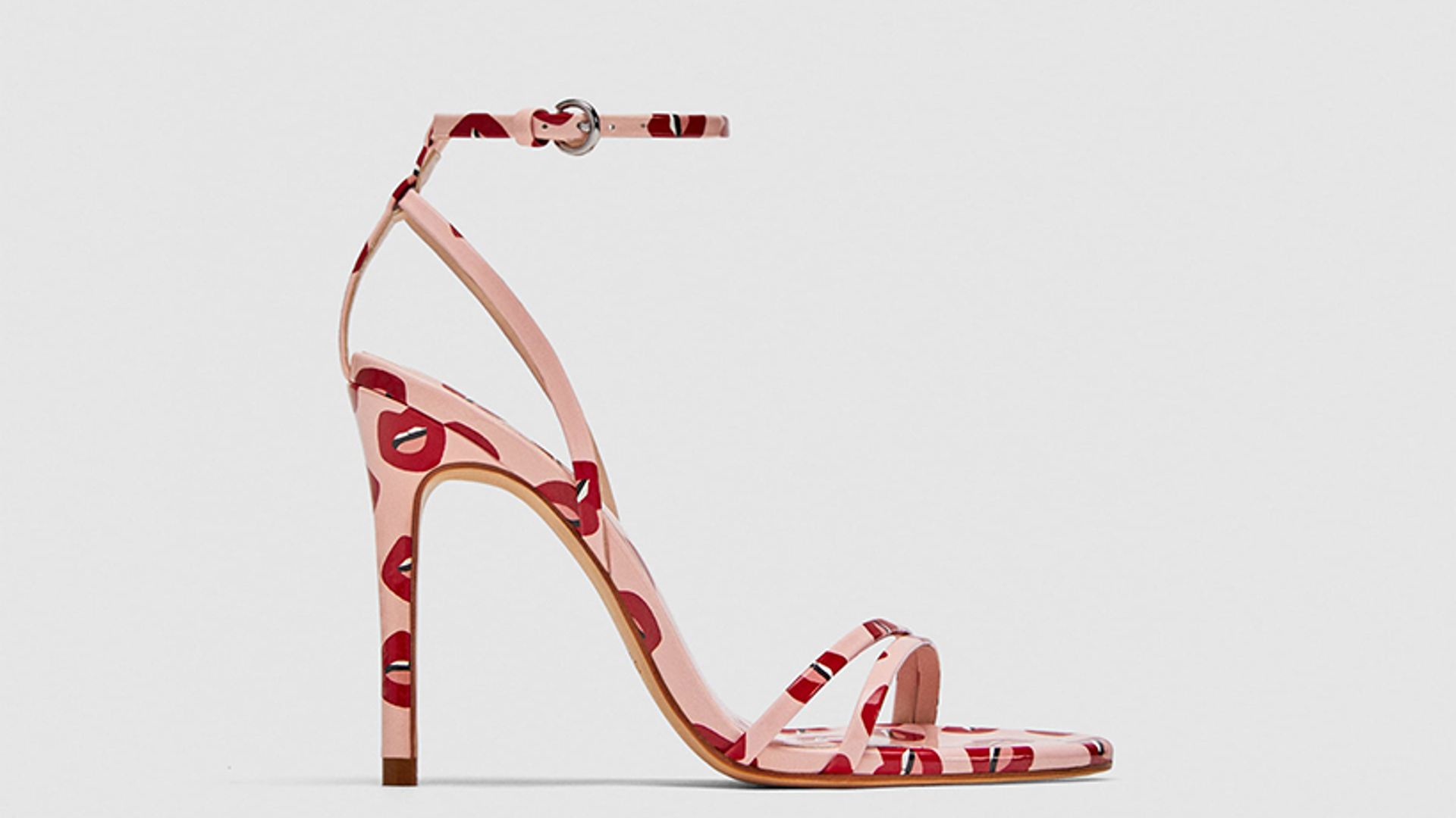 ZARA lip printed pink high heel sandals are available online