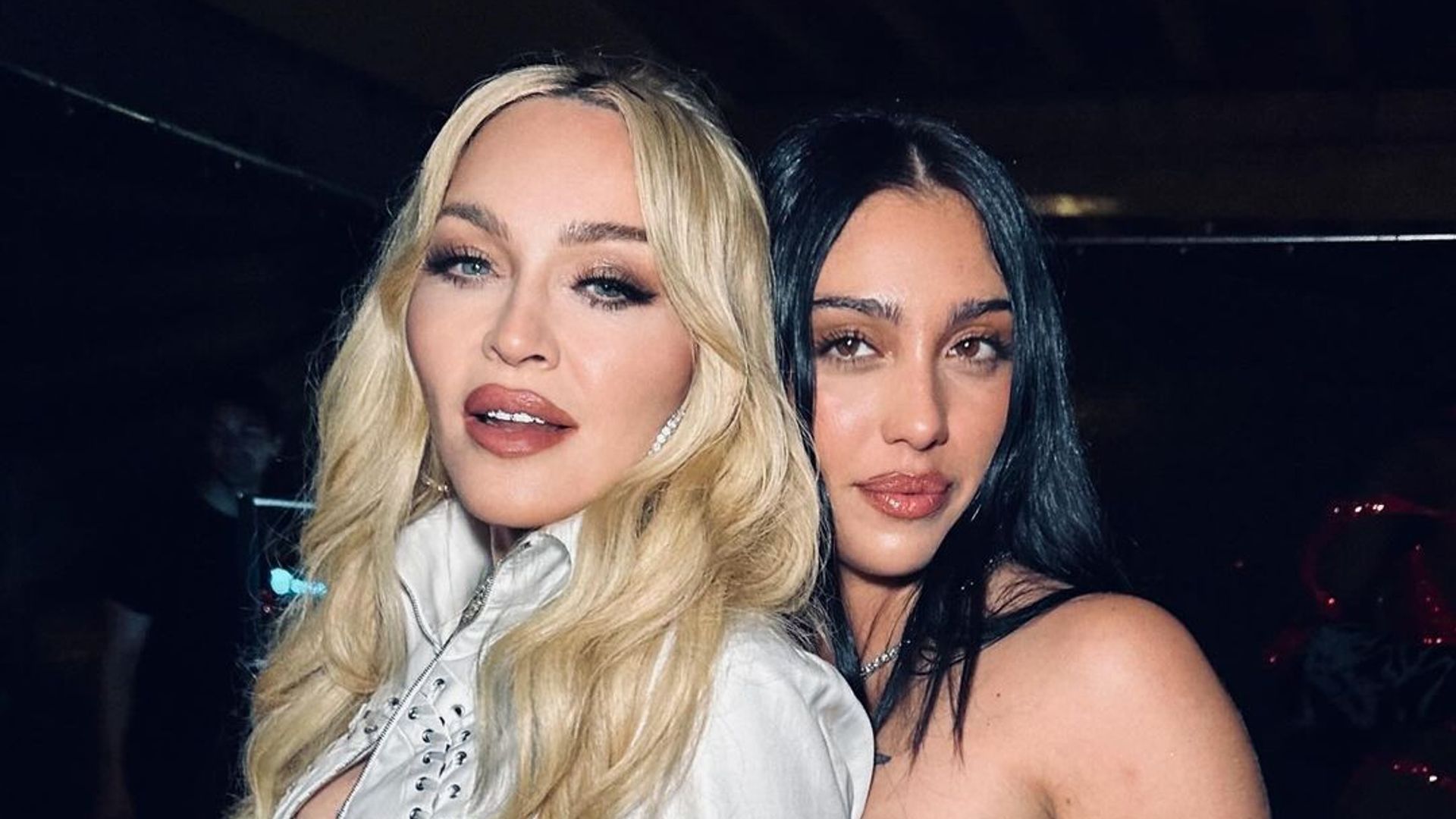 Madonna and her daughter Lourdes Leon pose for a photo during her appearance at LadyLand 2024