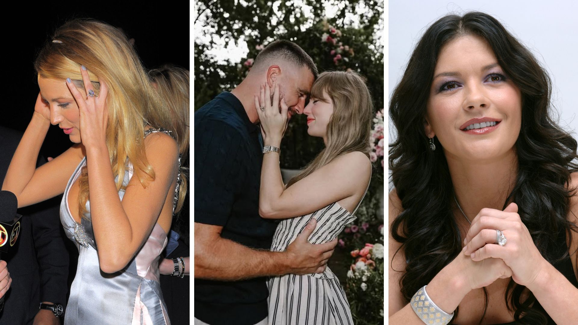 BLAKE LIVELY TAYLOR SWIFT TRAVIS KELCE CATHERINE ZETA-JONES ENGAGEMENT RINGS