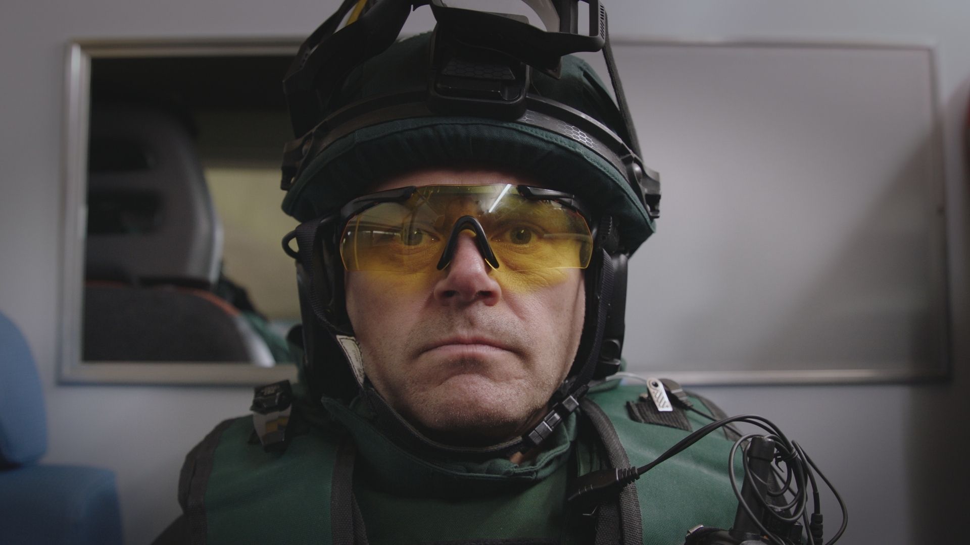 Michael Stevenson as Iain Dean in the back of an ambulance