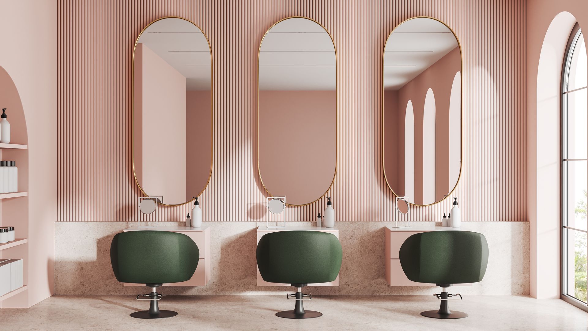Luxury salon with pink interiours