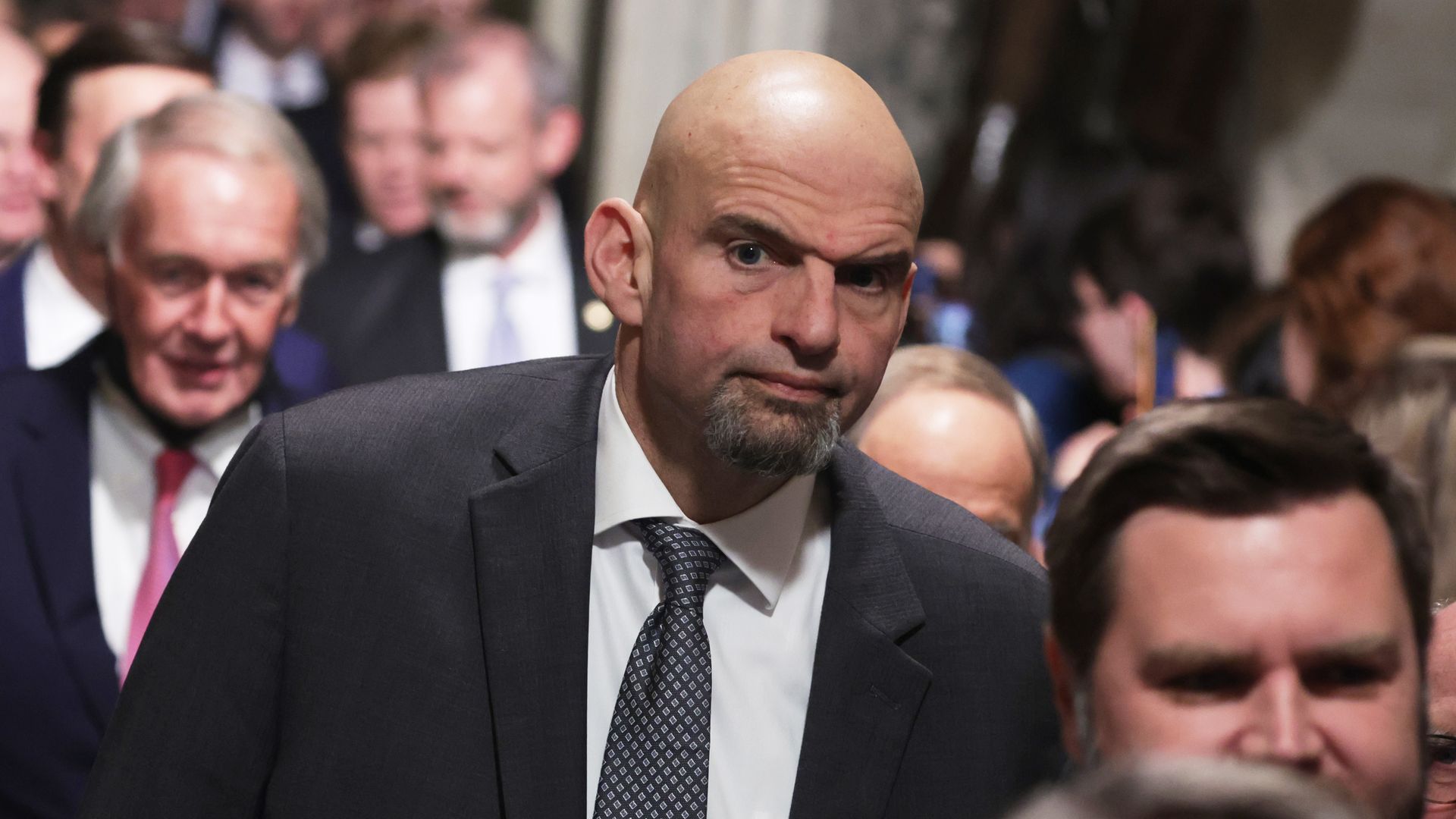 U.S. Sen. John Fetterman (D-PA) walks through the Statuary Hall of the U.S. Capitol