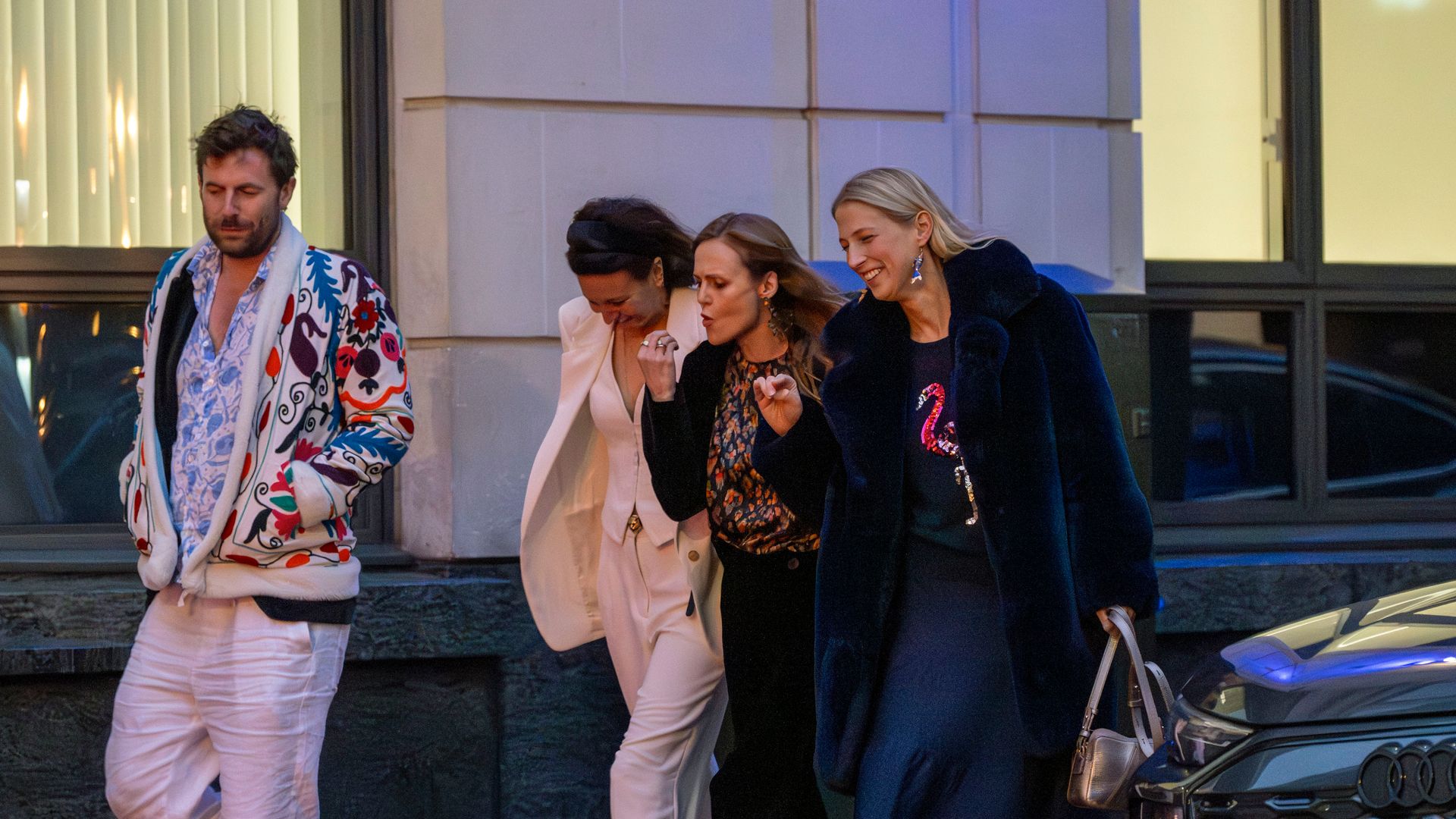 Lady Gabriella Windsor laughing with a group of friends