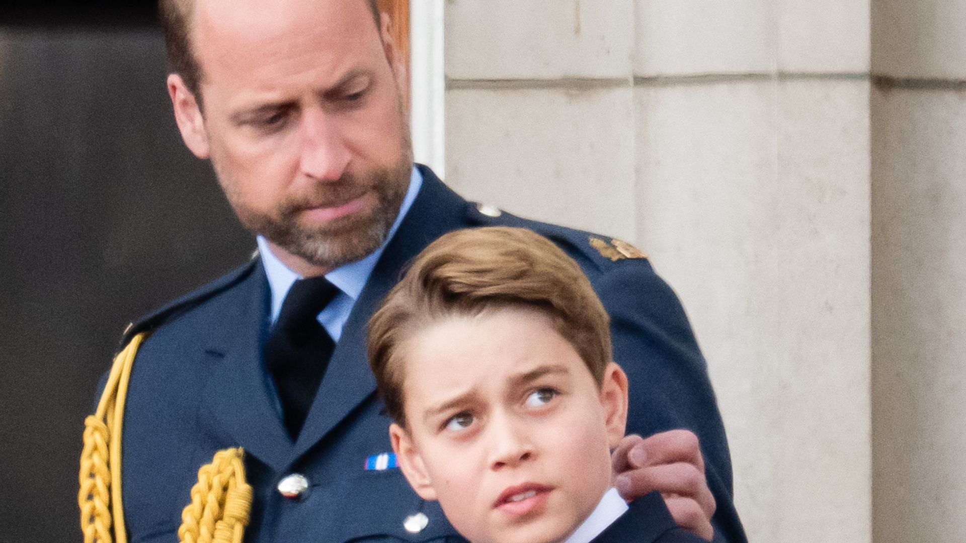 Prince William and Prince George watch the flypast