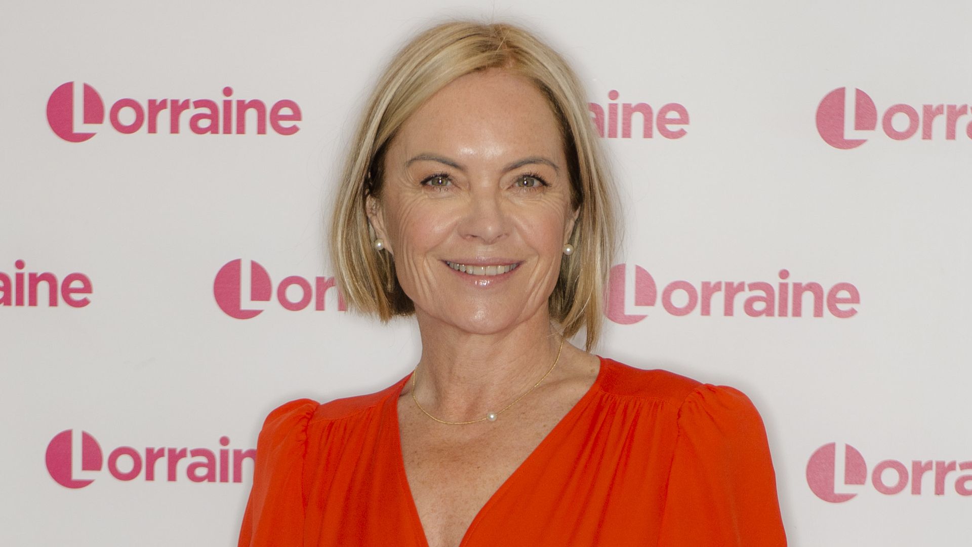 Mariella Frostrup in a red dress on Lorraine