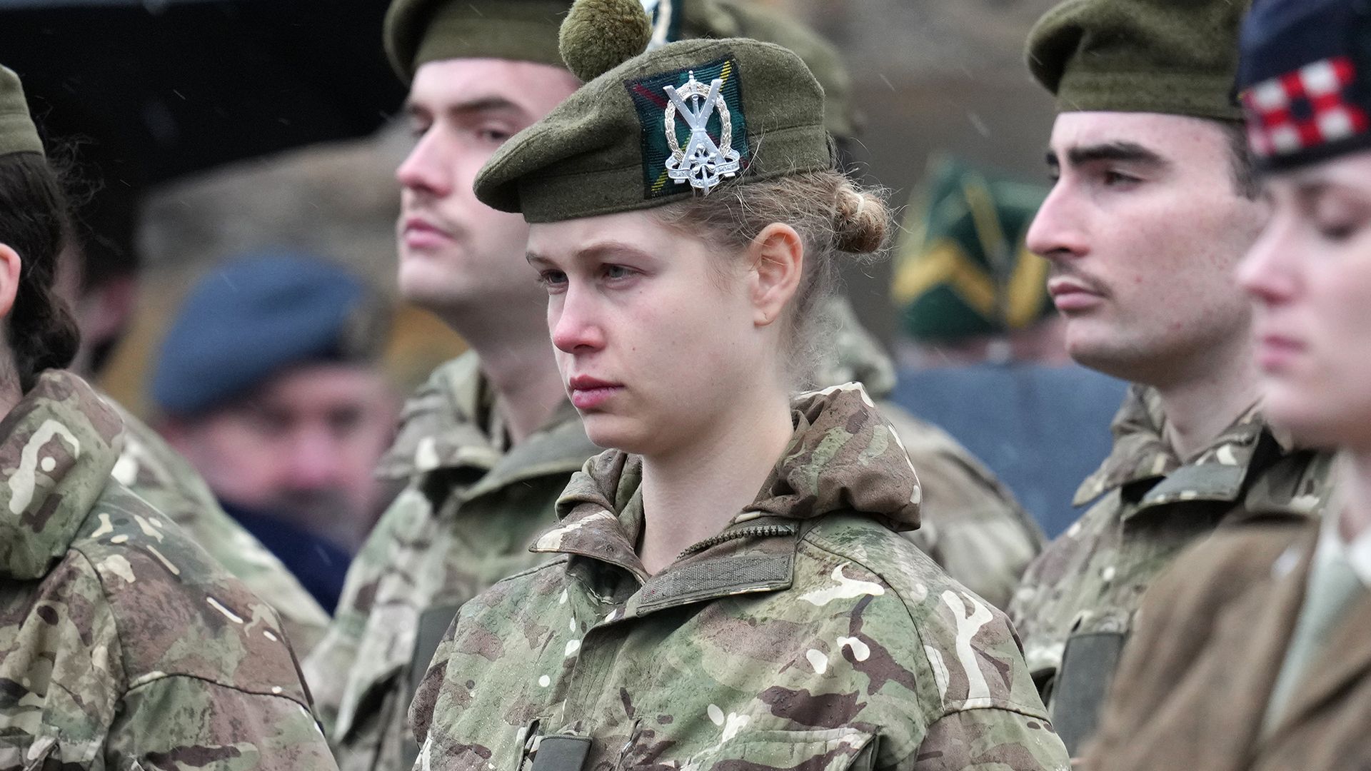 Lady Louise Windsor marches with the A Squadron, Students of Tayforth UOTR from the University of St. Andrews, in the Remembrance Sunday Parade at St Andrews on the 9th November, 2025.