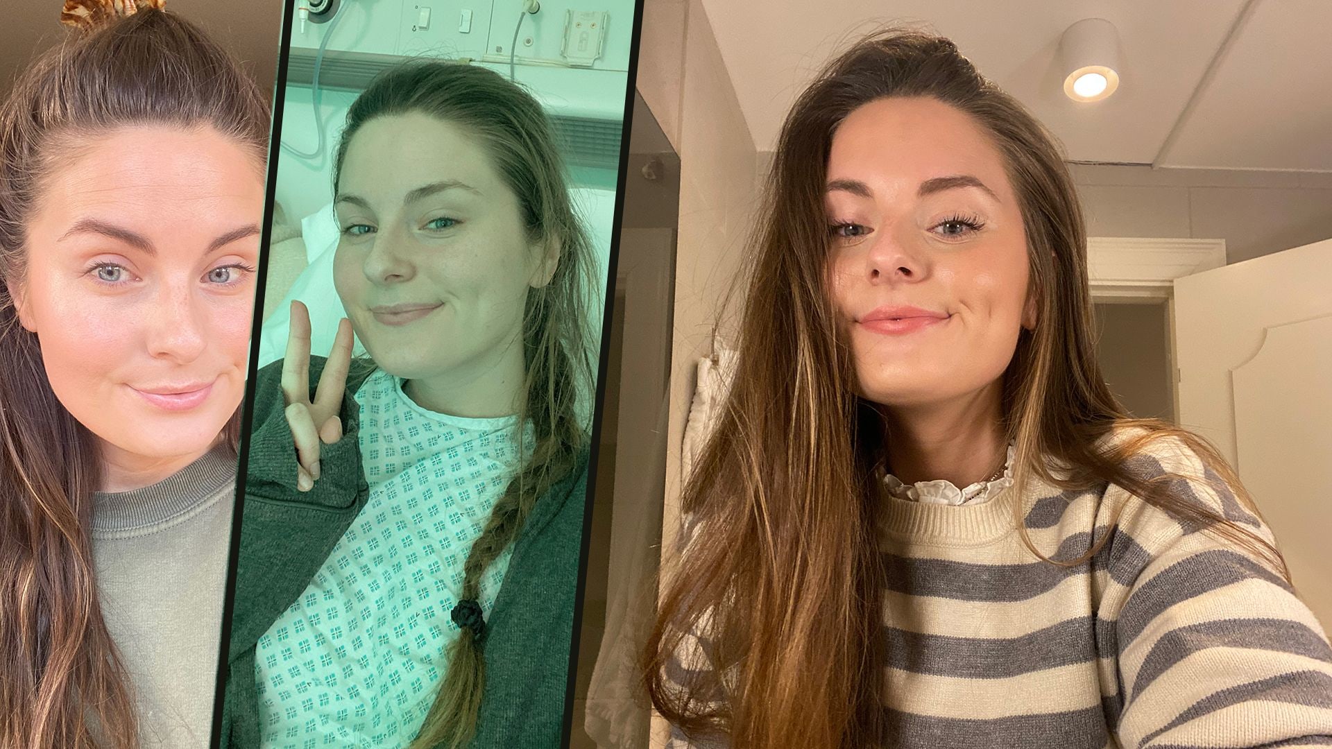 Split screen photos of a woman