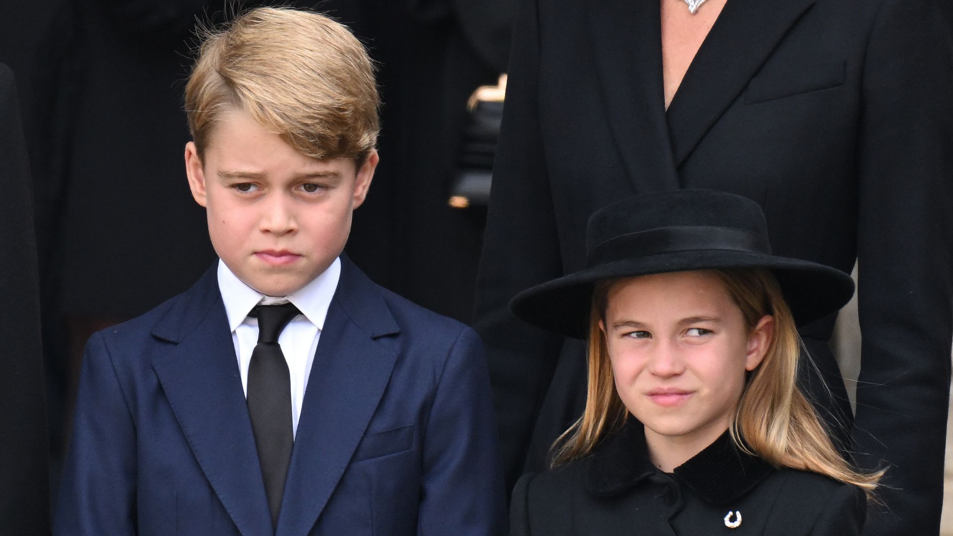 Prince George and Princess Charlotte at Queen Elizabeth's funeral