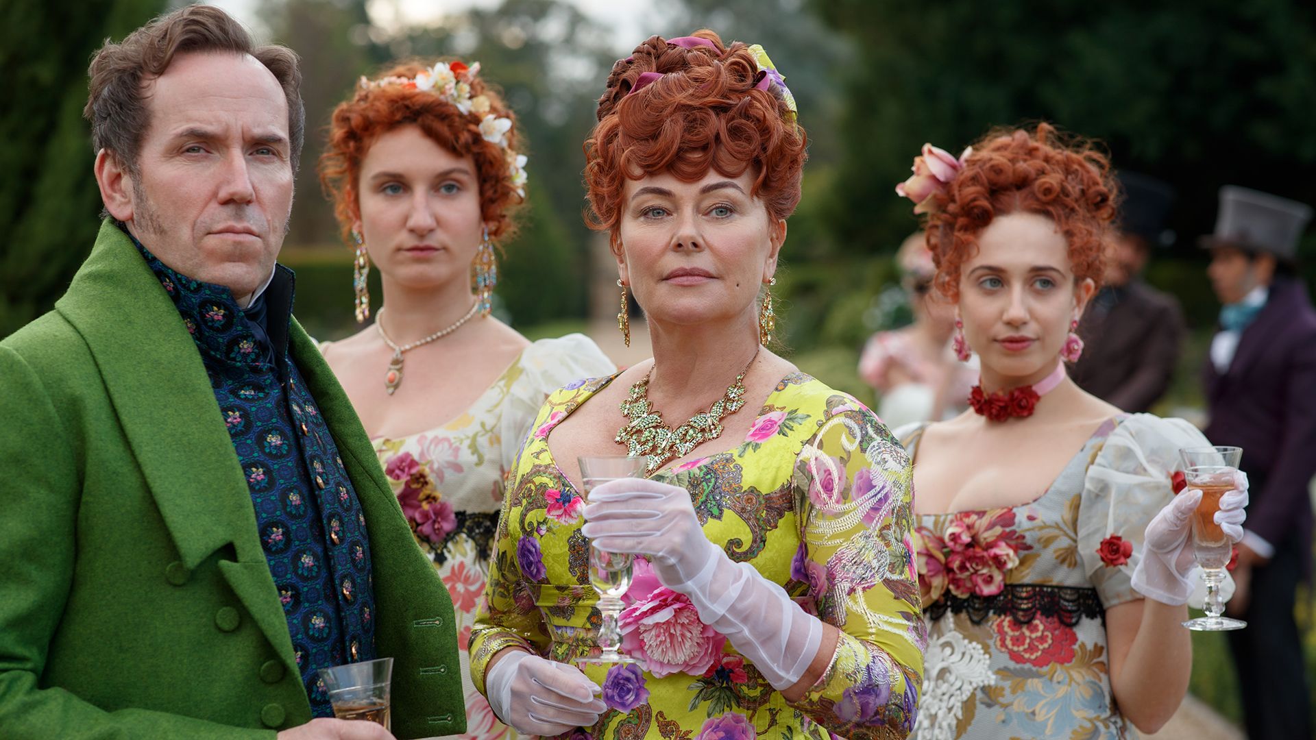 Polly Walker as Lady Portia Featherington in Bridgerton