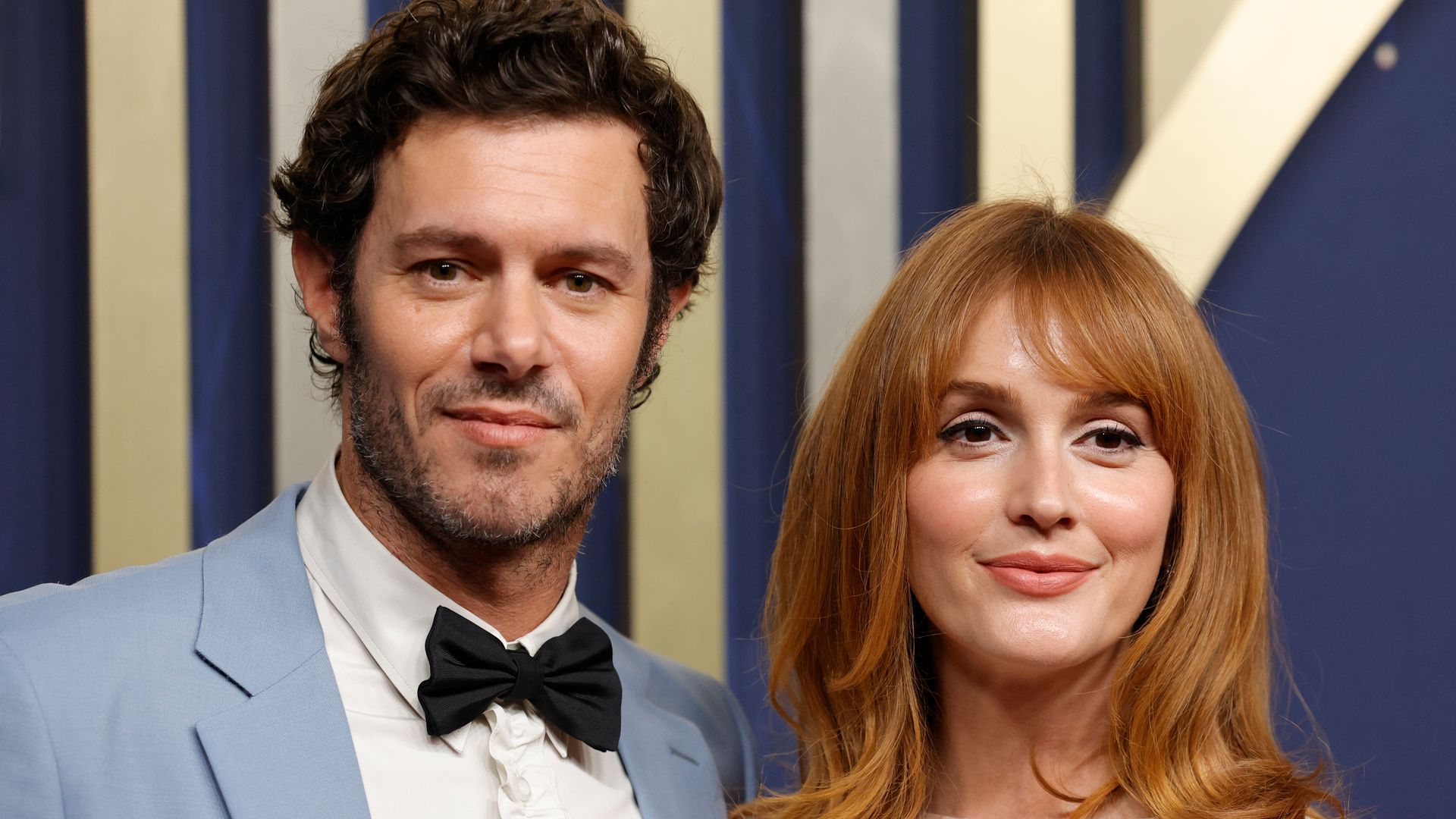 Adam Brody, Leighton Meester at the 77th Primetime Emmy Awards held at the Peacock Theater on September 14, 2025 in Los Angeles, California.