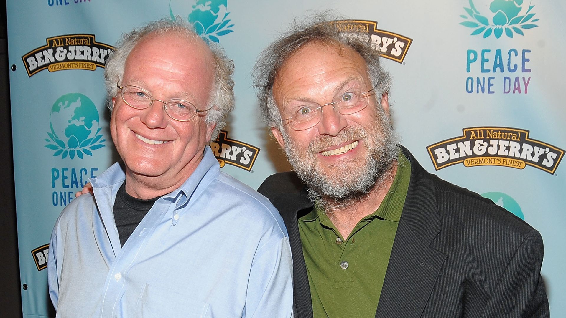 Ben Cohen and Jerry Greenfield co-founders of Ben & Jerry's at Ben & Jerry's attend Ben & Jerry's 10th Anniversay Celebration Of Peace Day at The Box on September 21, 2009 in New York City