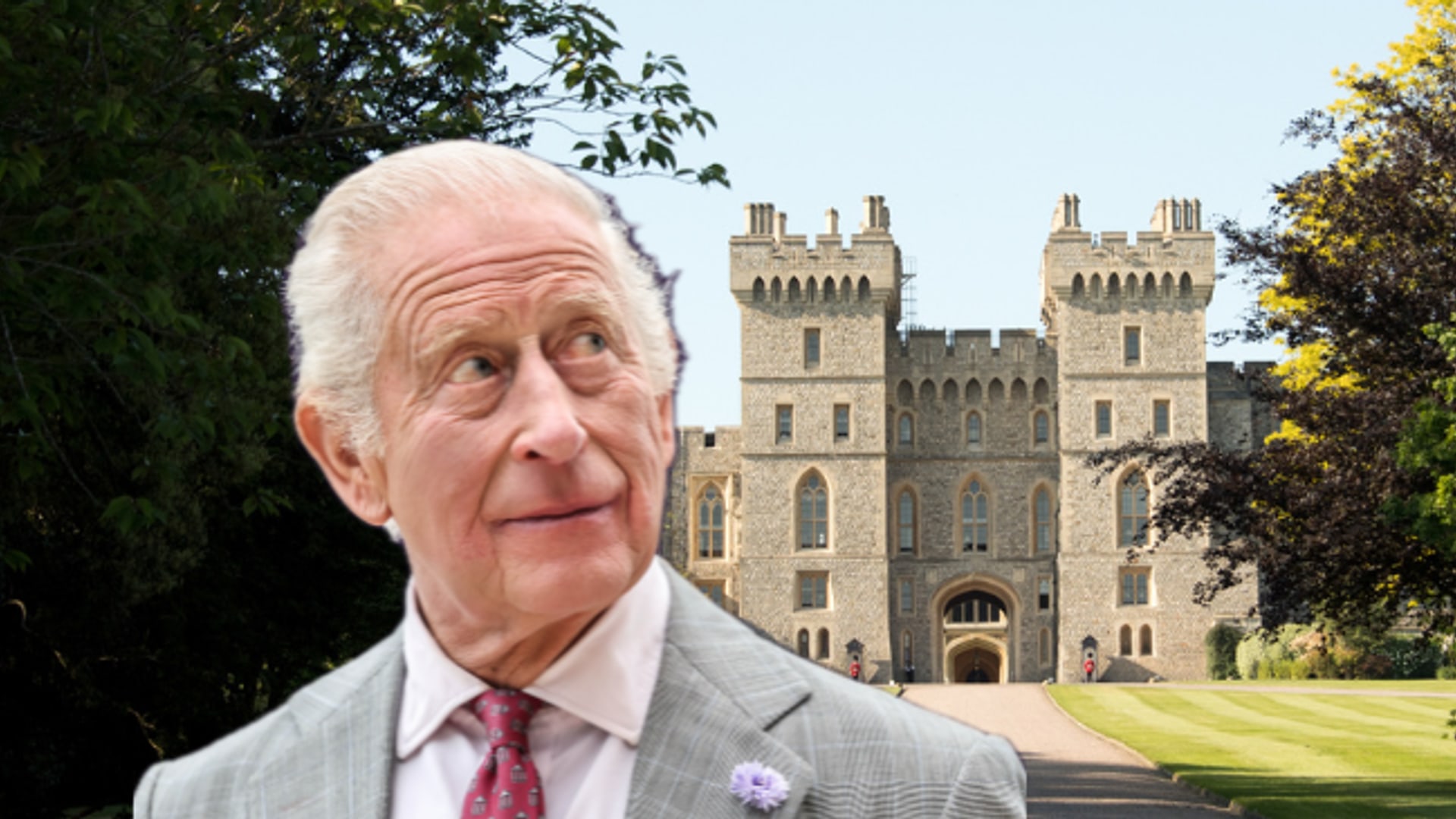 king charles with windsor castle backdrop