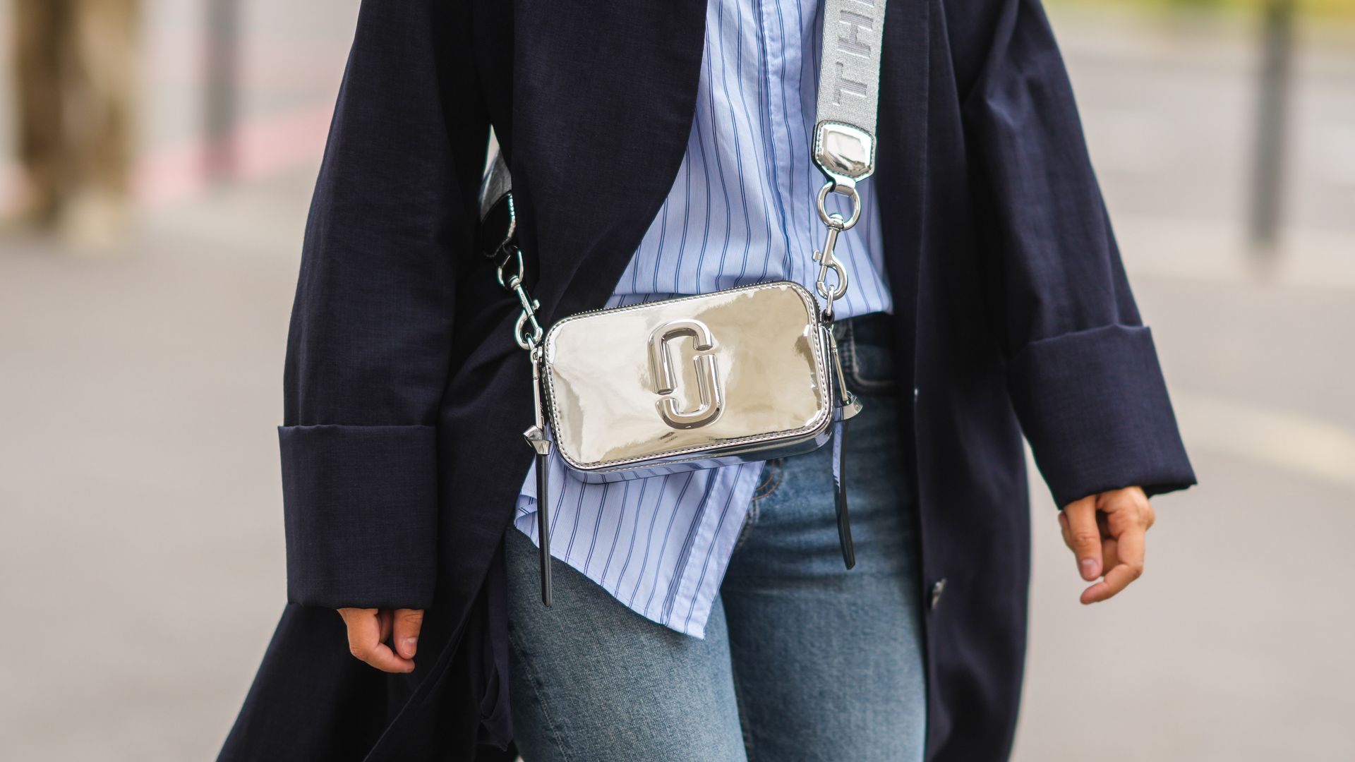 marc jacobs bag, striped shirt and jeans streetwear