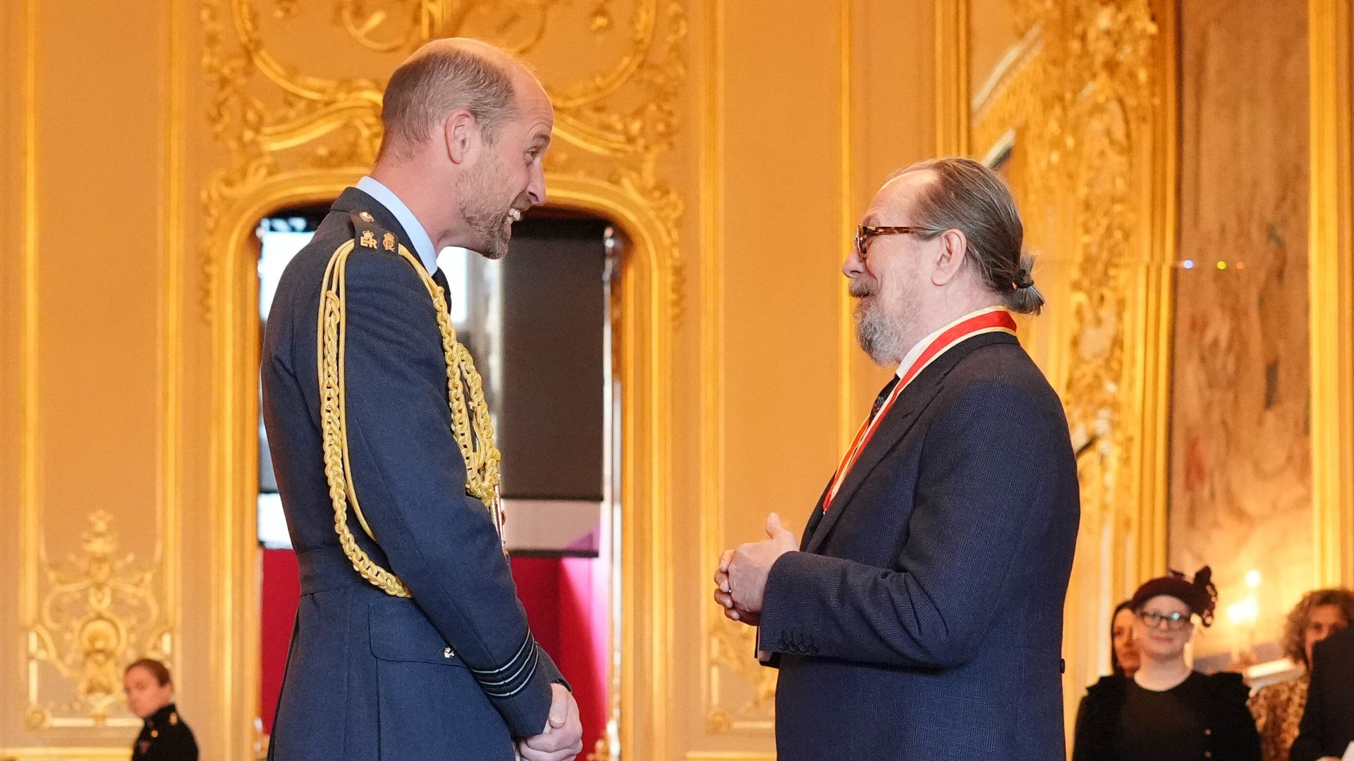Prince William laughing with Gary Oldman