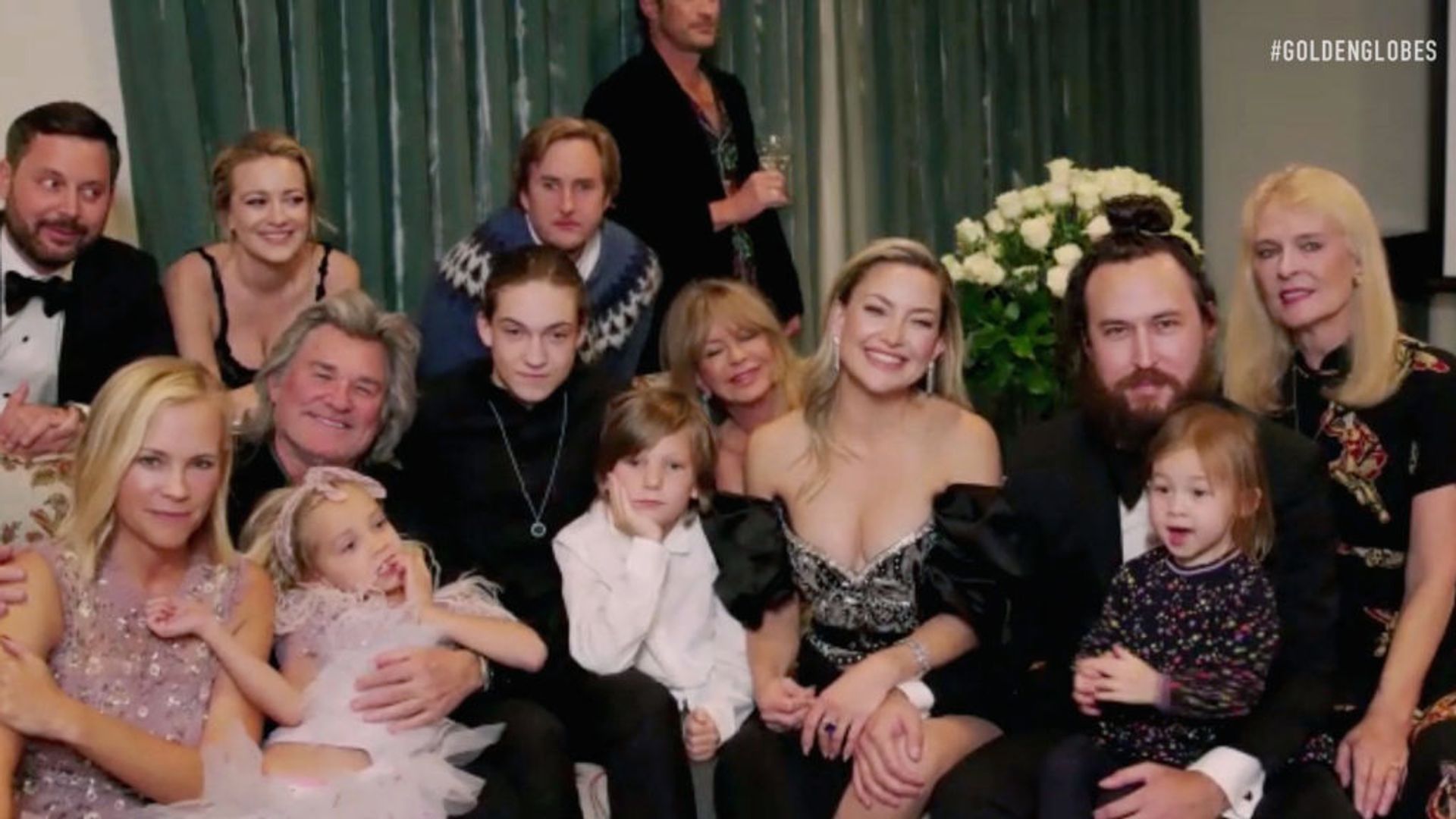 Kate Hudson, Kurt Russell, Goldie Hawn, and family speak during the 78th Annual Golden Globe Awards broadcast on February 28, 2021
