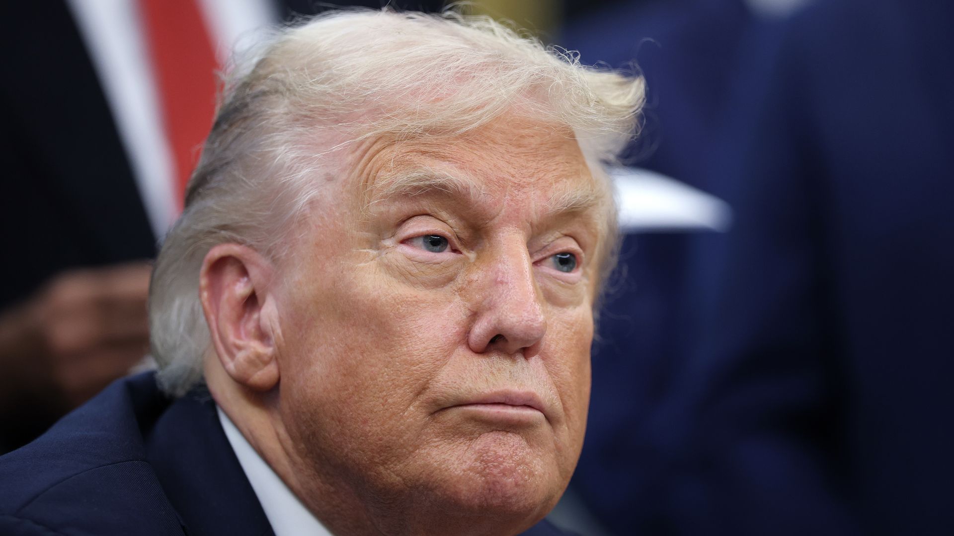 President Donald Trump (L) answers questions while childhood cancer survivors and their families gather in the Oval Office at the White House on September 30, 2025 in Washington, DC.