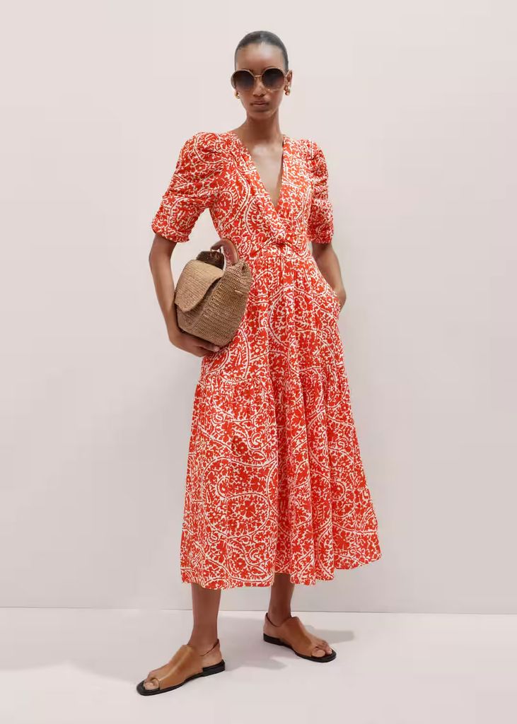 ME+EM Cheesecloth Mono Paisley Print Maxi Dress