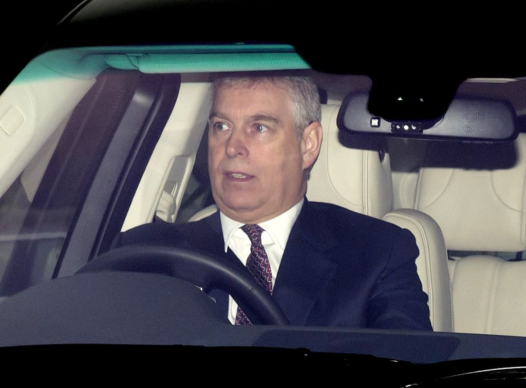 Prince Andrew driving to Christmas lunch