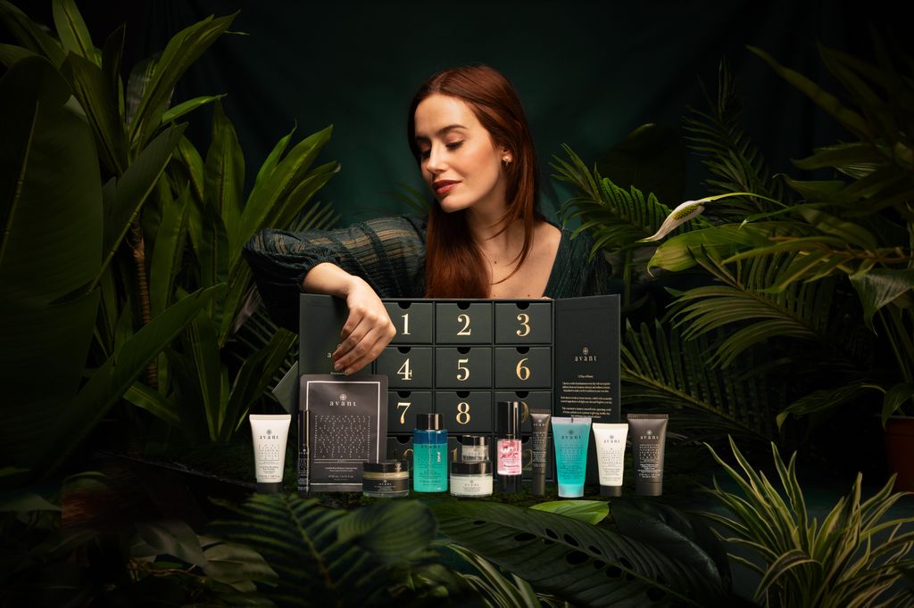 Avant Wonders Advent Calendar 2025 product shot with model in background