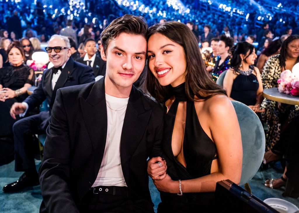 Louis Partridge and Olivia Rodrigo attend the 67th Annual GRAMMY Awards at Crypto.com Arena on February 02, 2025 in Los Angeles, California