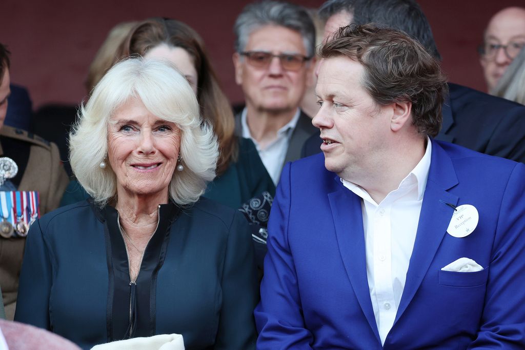 Queen Camilla and Tom Parker Bowles talking to each other