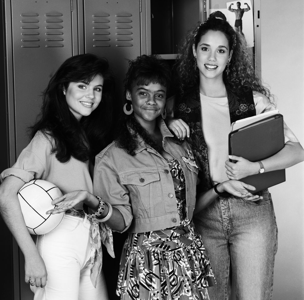 Pictured: (l-r) Tiffani Thiessen as Kelly Kapowski, Lark Voorhies as Lisa Turtle, Elizabeth Berkley as Jessie Spano 