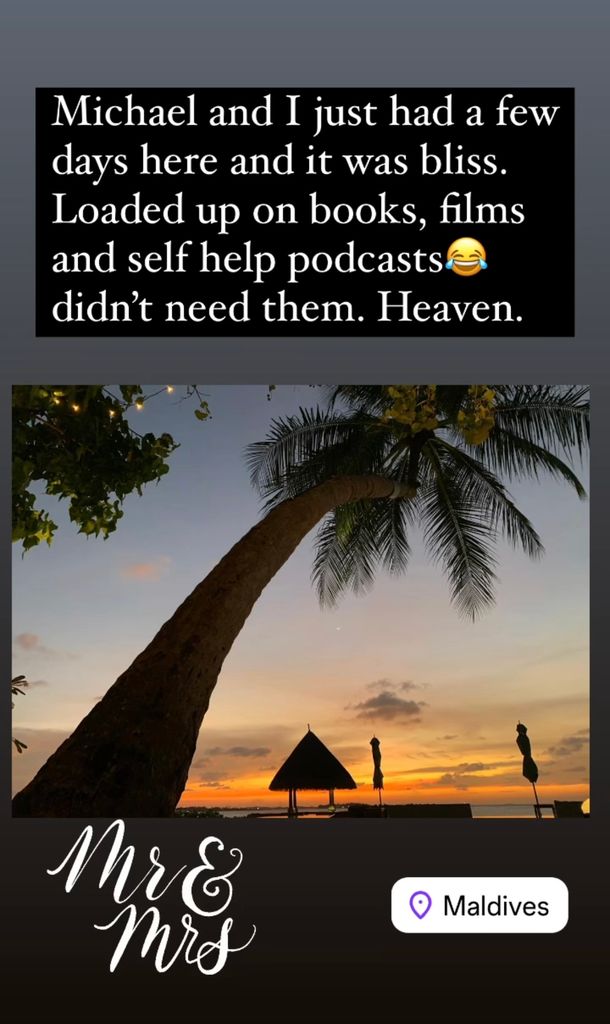 Photo shared by Catherine Zeta-Jones to her Instagram Story December 2023 of a beach vacation with her husband Michael Douglas