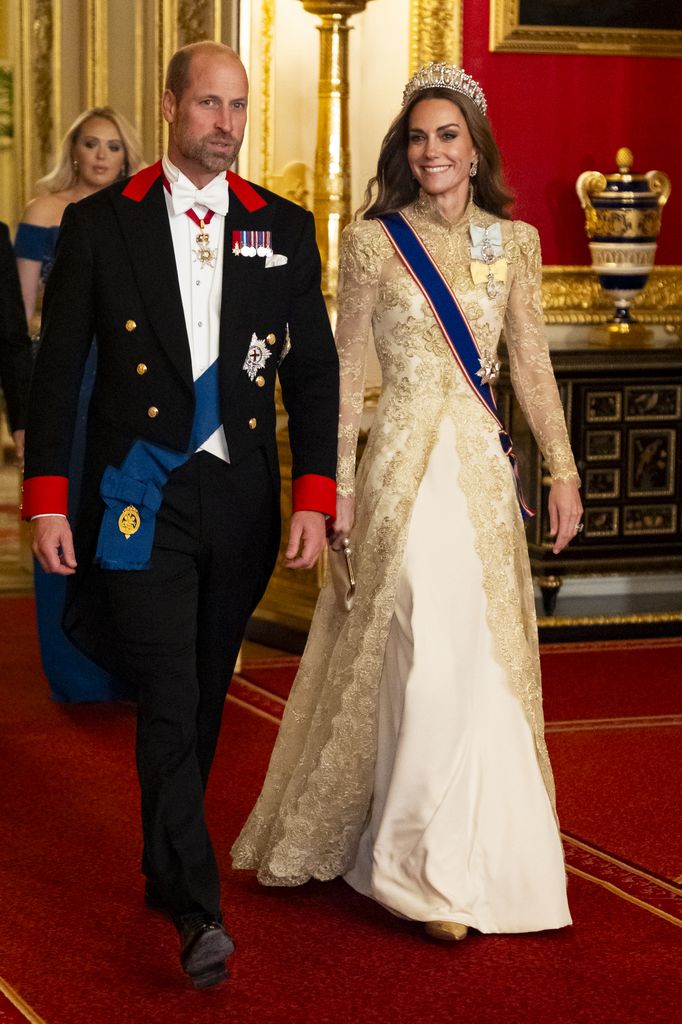 The Princess of Wales had her hair styled in curls at the state banquet for the Trumps in September 2025
