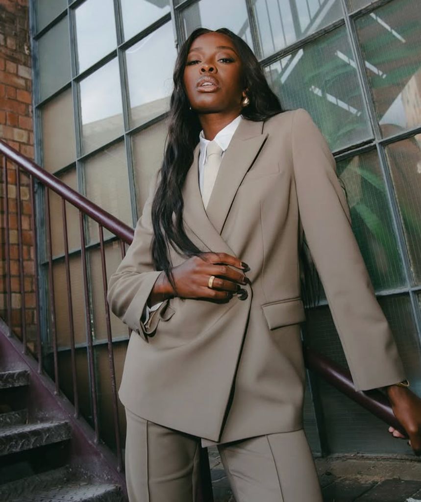 AJ Odudu wearing a Marks & Spencer suit on M&S: Dress The Nation 