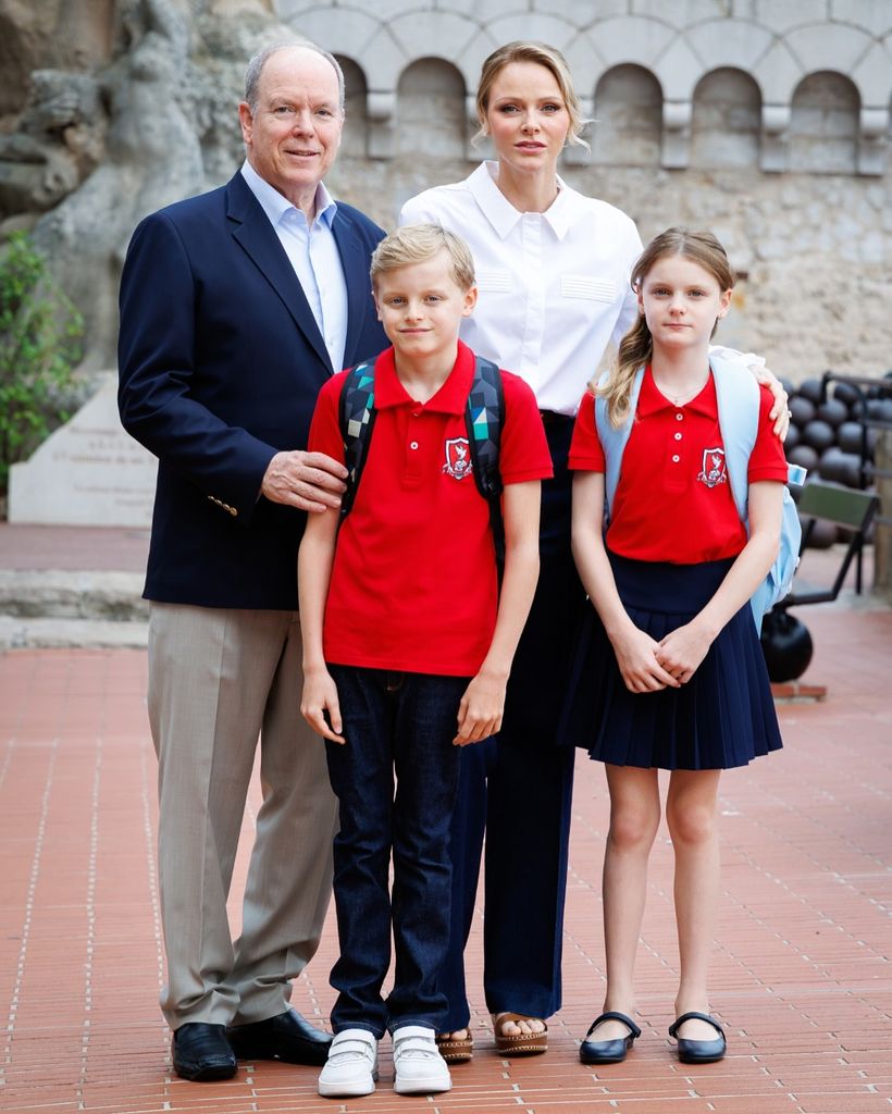 Princess Charlene and prince albert with daughter Princess Gabriella and son jacques in school uniform