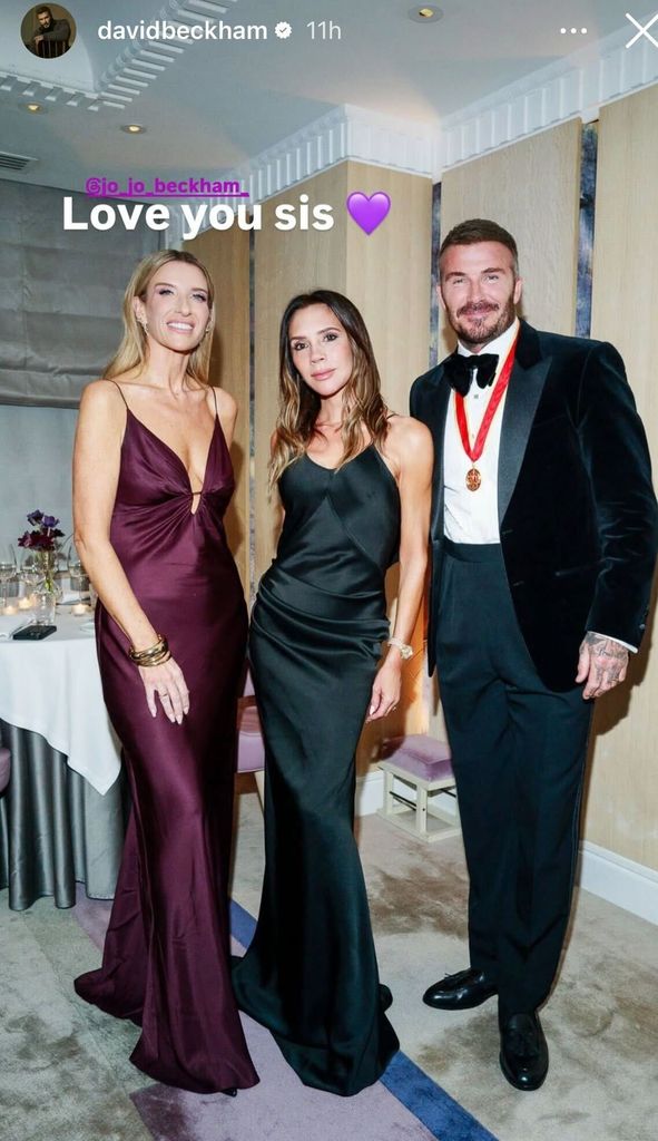 David Beckham bersama istrinya Victoria dan saudara perempuannya, Joanne