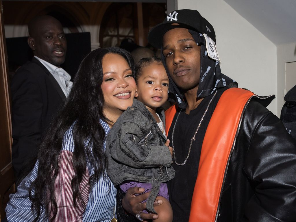 Rihanna, Riot and ASAP Rocky attend the AWGE Menswear Spring/Summer 2026 show as part of Paris Fashion Week on June 27, 2025 