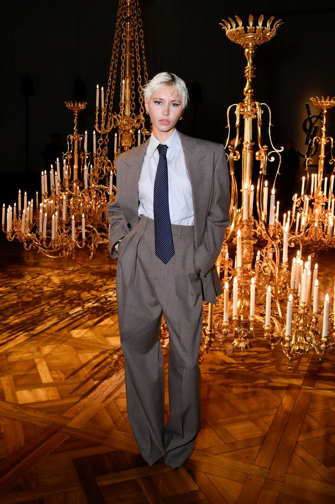 Iris Law at the Saint Laurent Men's Fall 2025 Ready-to-Wear Collection fashion show on January 28, 2025 in Paris, France