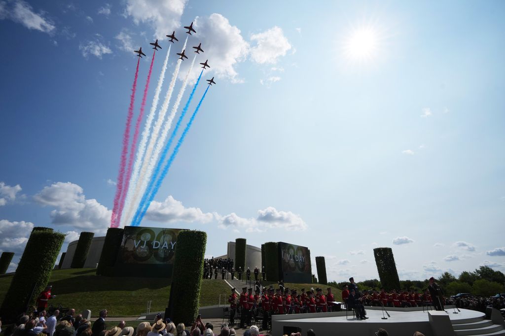 The Red Arrows fly over