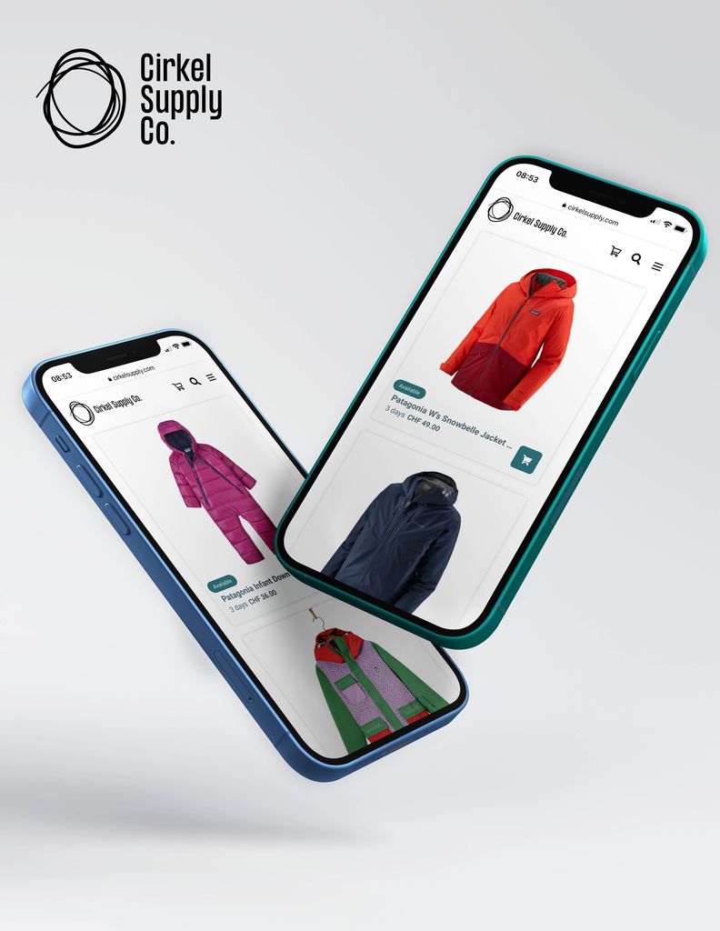 ski rental gear site circle supply presented on phone