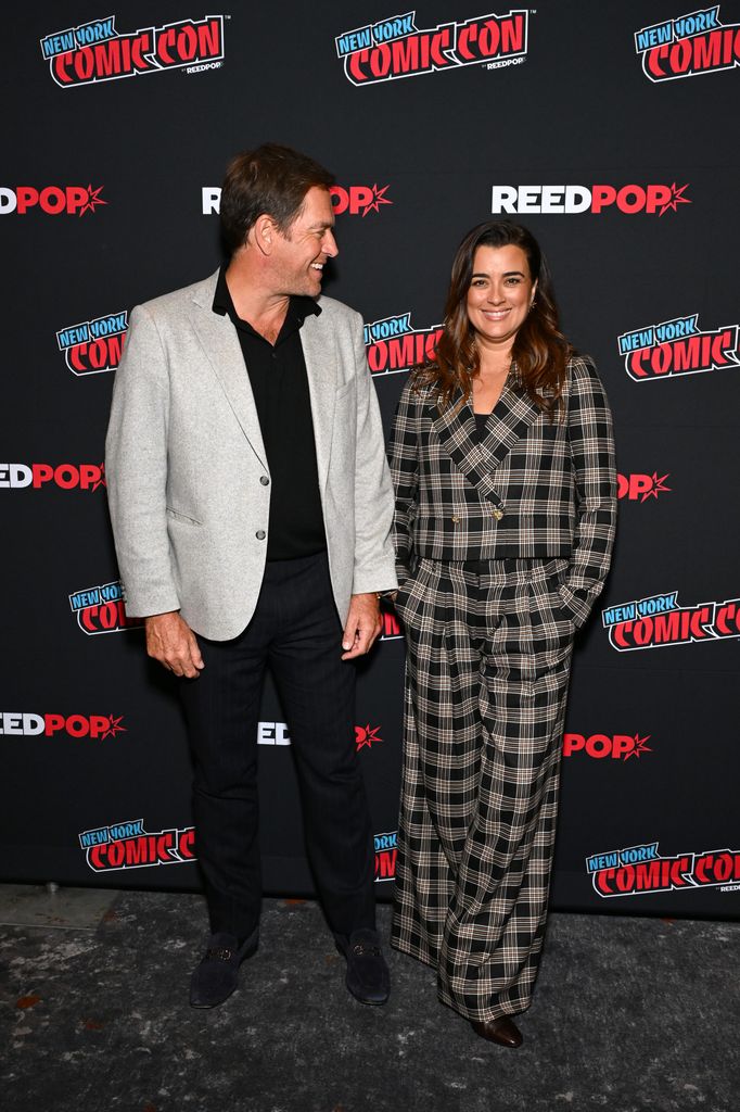 Michael Weatherly and Cote de Pablo attend the NCIS: Tony & Ziva Panel at New York Comic Con at Jacob Javits Center on October 09, 2025 in New York City