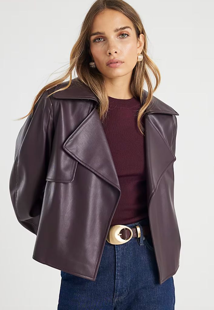 River Island Red Cropped Belted Trench Jacket