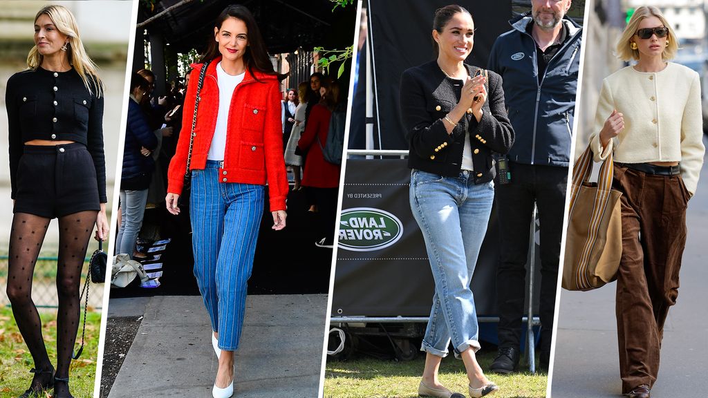 (L-R Camille Charriere, Katie Holmes, Meghan Markle, Elsa Hosk)