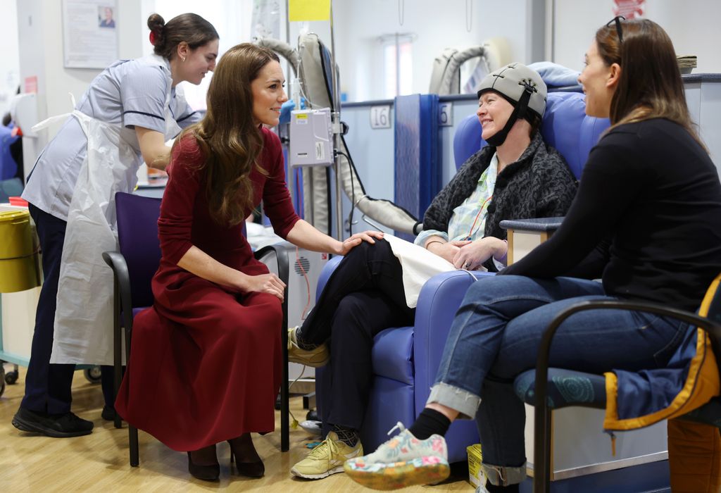 The message was accompanied by a photo of the Princess talking with patient Katherine Field