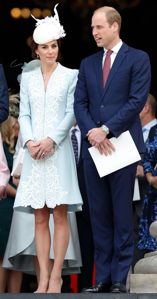 Princess Kate and Prince William, Duke of Cambridge attend a national service of thanksgiving to mark Queen Elizabeth II's 90th birthday at St Paul's Cathedral on June 10, 2016 in London, England. 