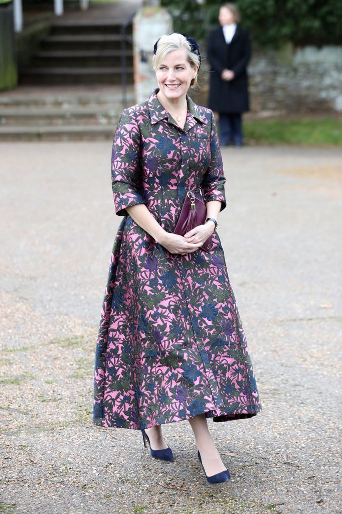 Duchess Sophie mengenakan pakaian oleh Erdem di Layanan Gereja Hari Natal di Gereja St Mary Magdalene pada 25 Desember 2017 di King's Lynn, Inggris. 
