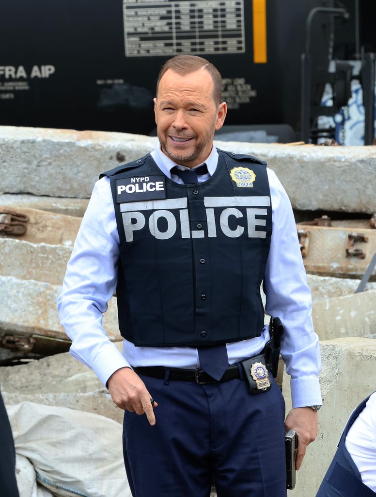 Donnie Wahlberg is seen filming at the set of the 'Blue Bloods' TV Series on April 10, 2024 in New York City.