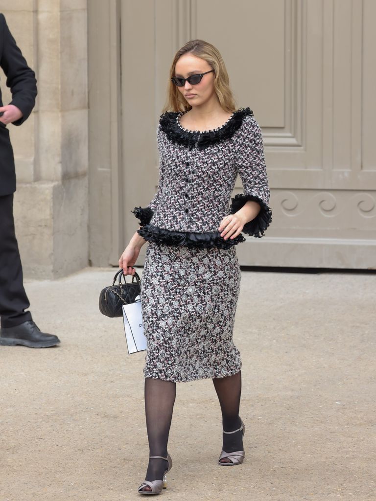 Lily-Rose Depp attends the Chanel Haute Couture Spring-Summer 2025 show as part of Paris Fashion Week on January 28, 2025 in Paris, France