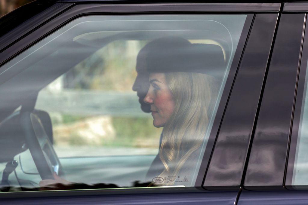 The Prince and Princess of Wales depart by car at Crathie Kirk after attending the church service 