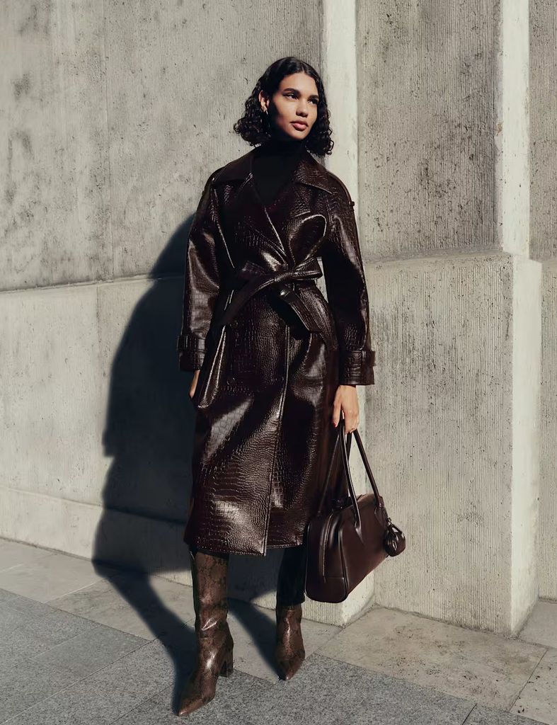 M&S Tekstur Tekstur Longline Trench Coat
