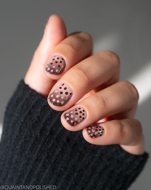polka dot earth tone brown nail manicure.