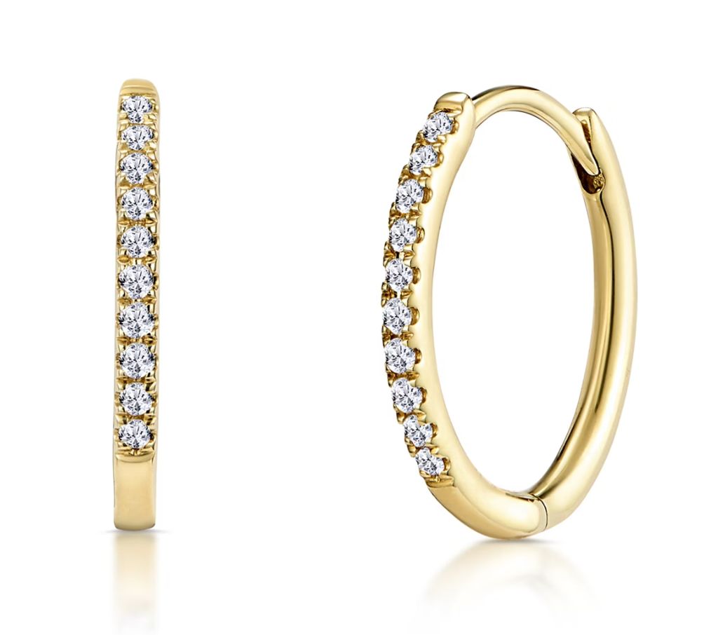 The Diamond Store Stellato Diamond Encrusted Huggie Earrings