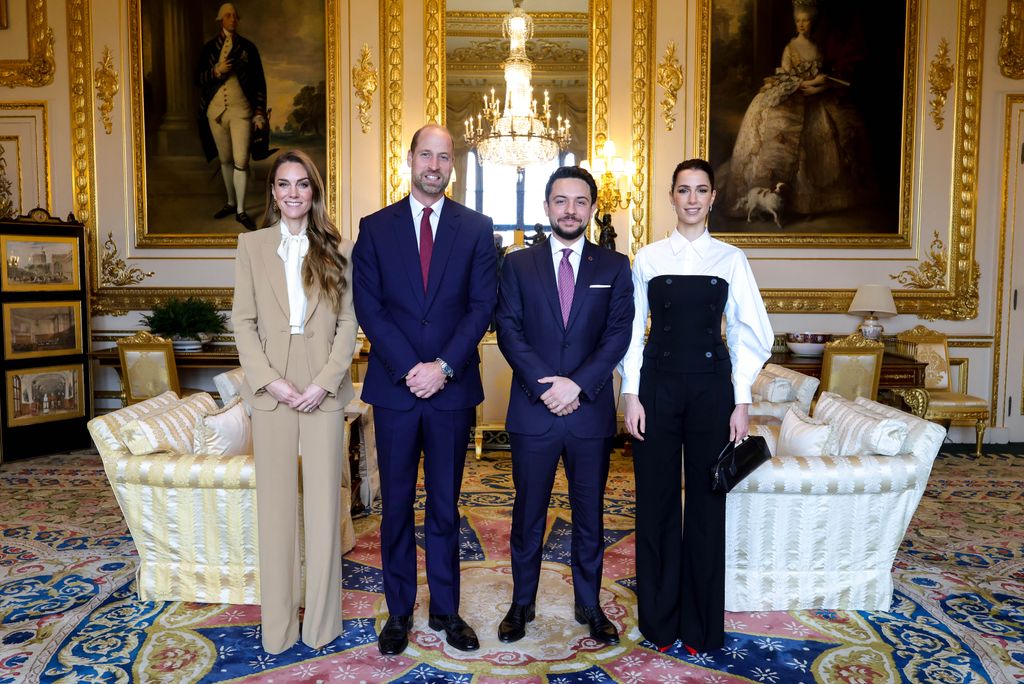 The Prince and Princess of Wales were reunited with Crown Prince Hussein and Princess Rajwa of Jordan
