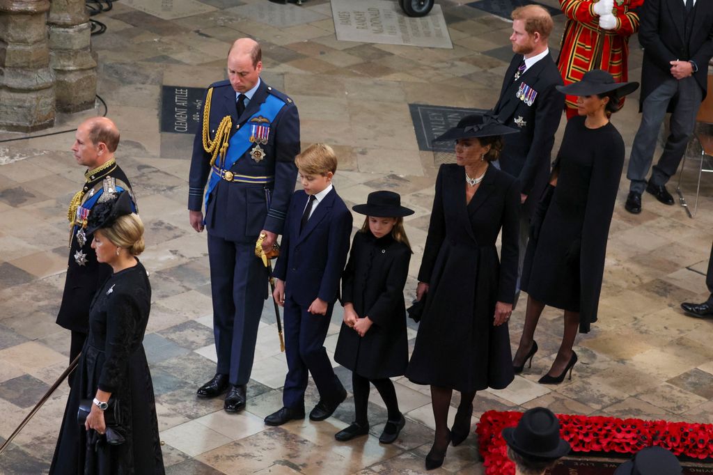 A photo of the royal family at the funeral of Queen Elizabeth II