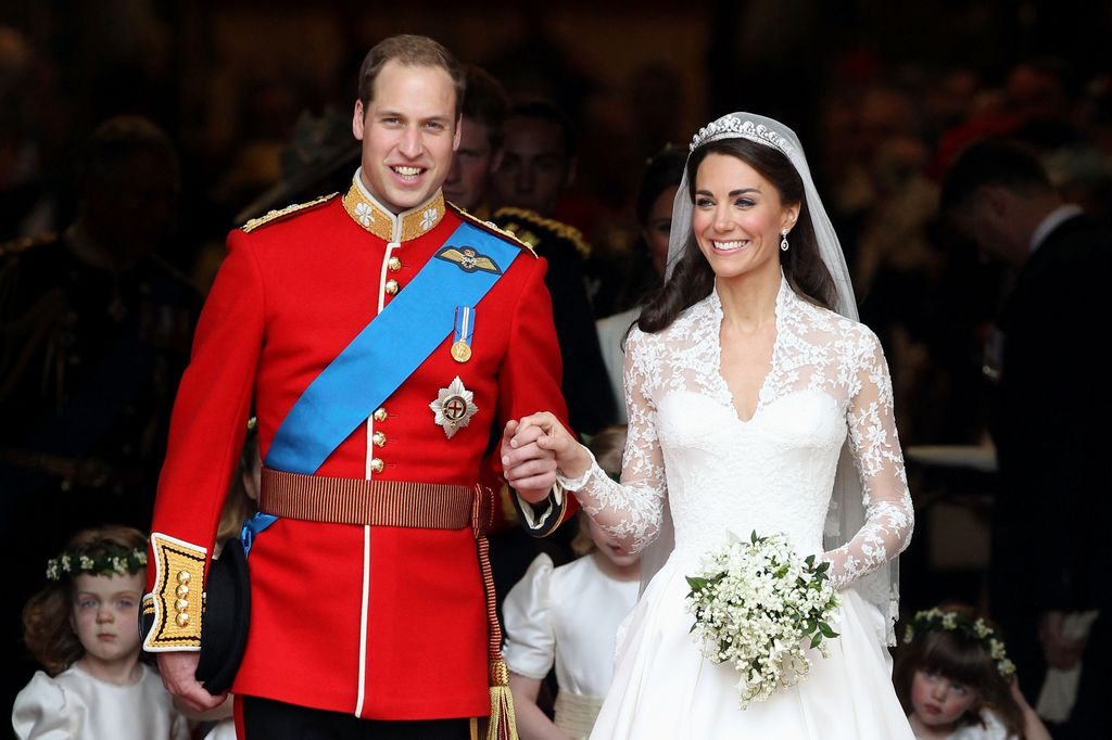 LONDON, ENGLAND - APRIL 29:  TRH Prince William, Duke of Cambridge and Catherine, Duchess of Cambridge smile following their marriage at Westminster Abbey on April 29, 2011 in London, England. The marriage of the second in line to the British throne was led by the Archbishop of Canterbury and was attended by 1900 guests, including foreign Royal family members and heads of state. Thousands of well-wishers from around the world have also flocked to London to witness the spectacle and pageantry of the Royal Wedding.  (Photo by Chris Jackson/Getty Images)